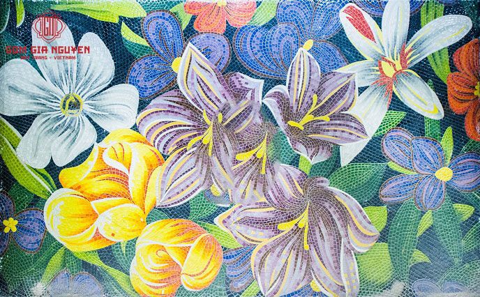 Tranh mosaic họa tiết hoa